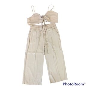Eight Paris Two Piece Linen Pants and Front knot Top